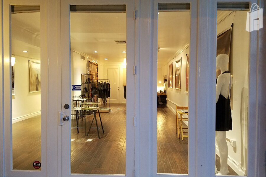 Through the front windows at night