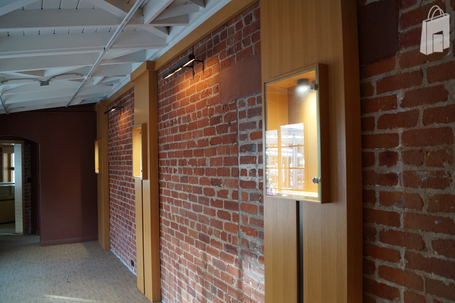 Lined hall with display cases