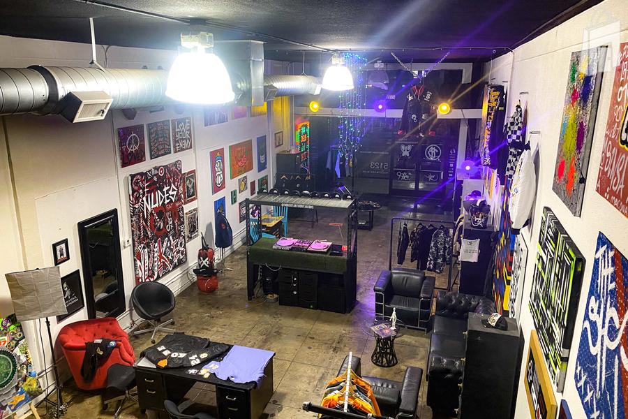 Looking down from upstairs loft