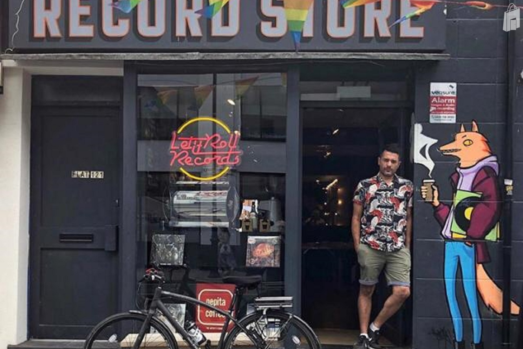 Record store entrance