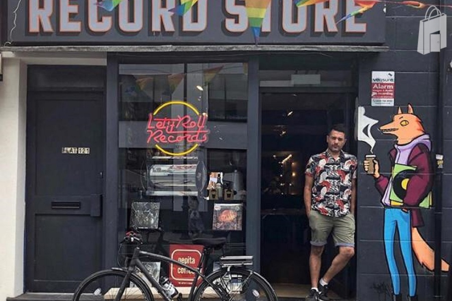 Record store entrance