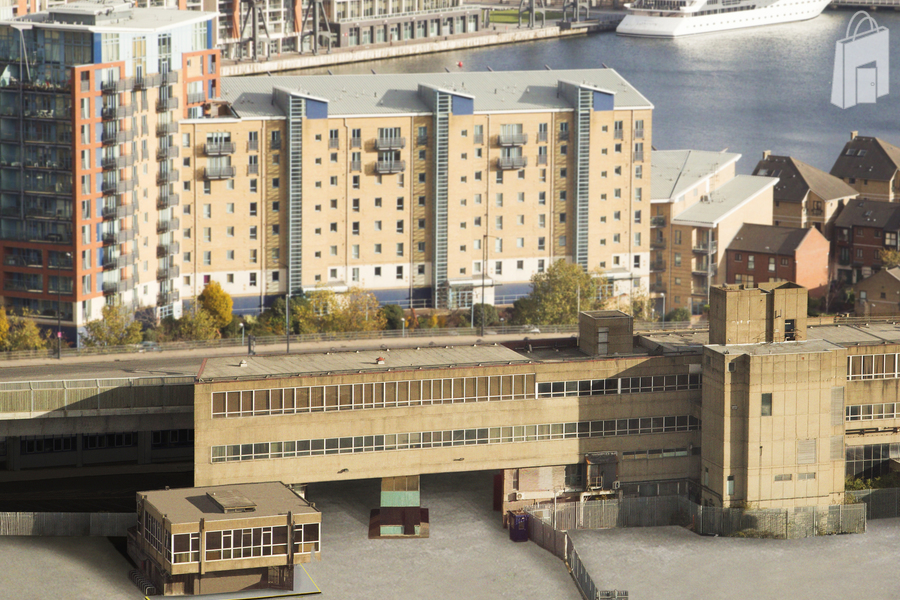 Silver Building aerial shot