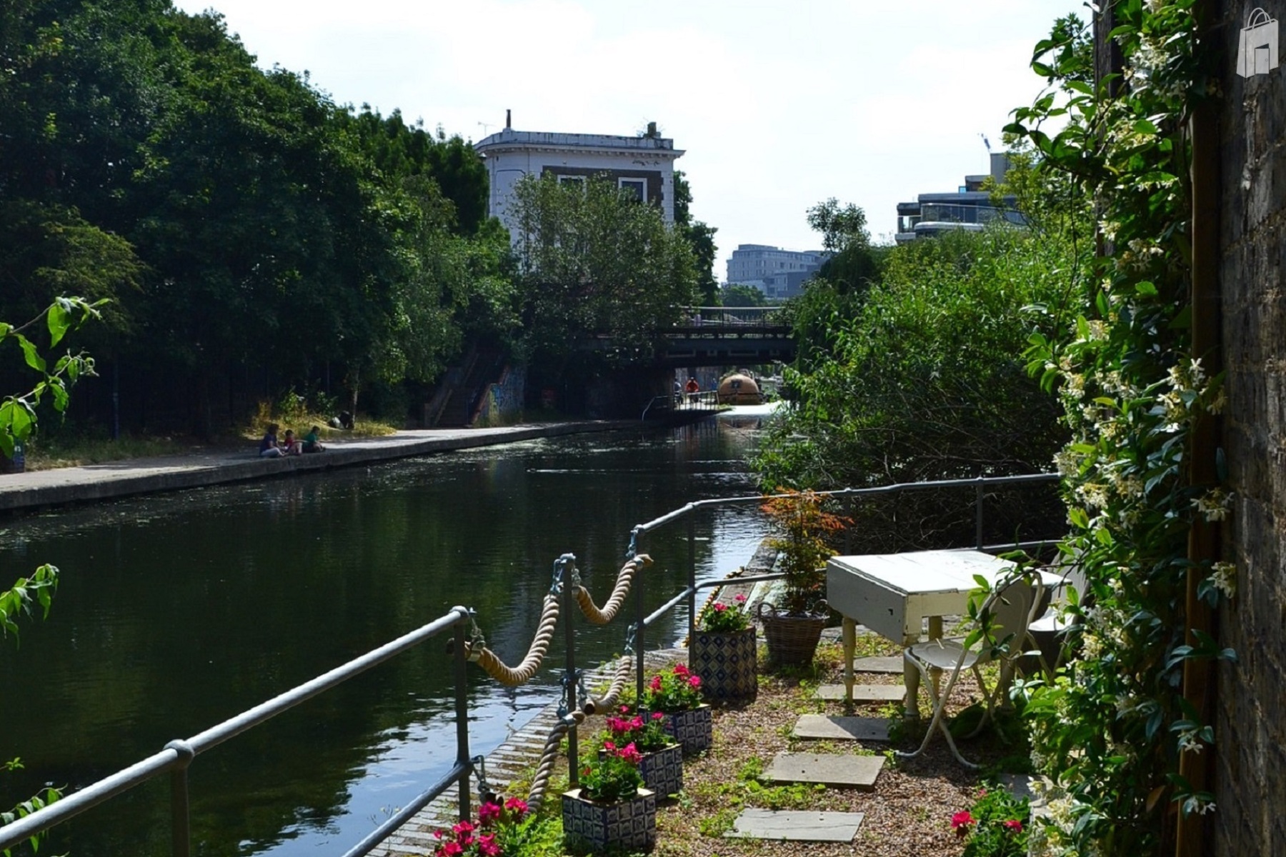 View from canal double doors