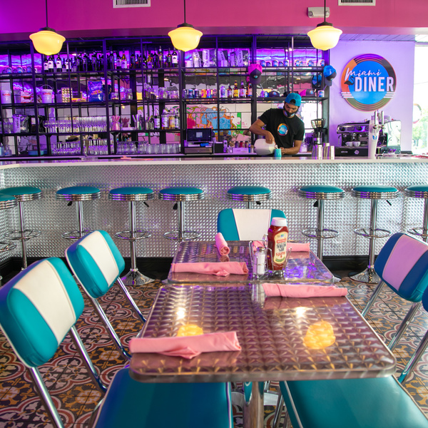 Vibrant Retro Diner in South Beach Miami