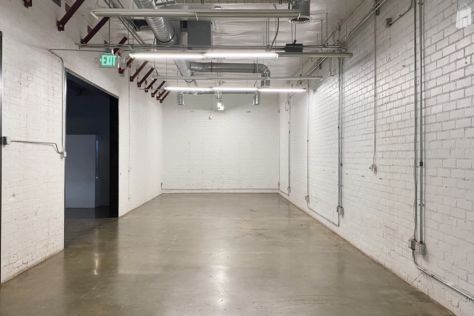 long narrow room front view