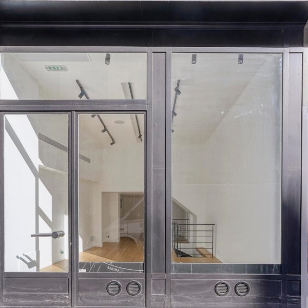 White modern popup store in Les Halles district