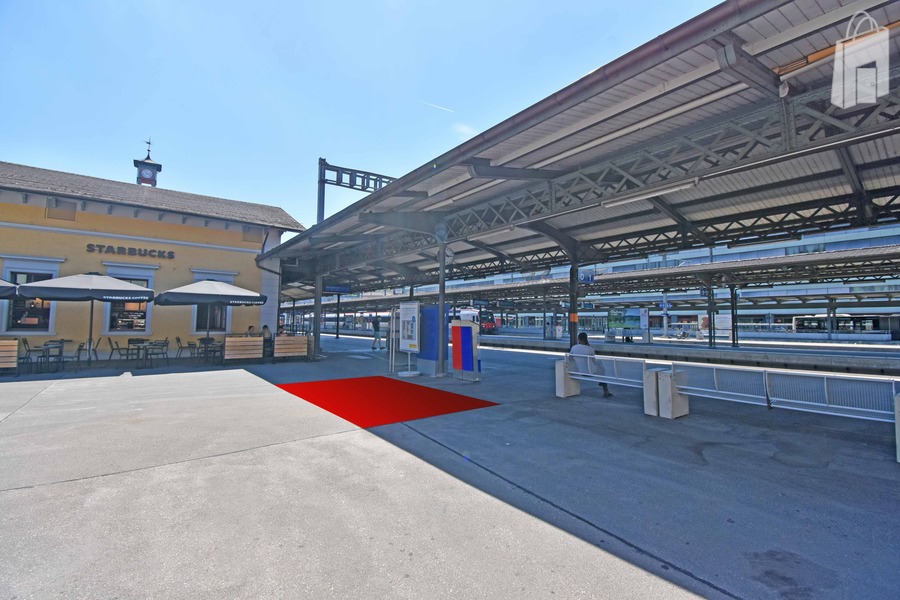 Promotionsfläche P1,  Bahnhof Baden SBB - Länge x Breite : 4 m x 3 m 