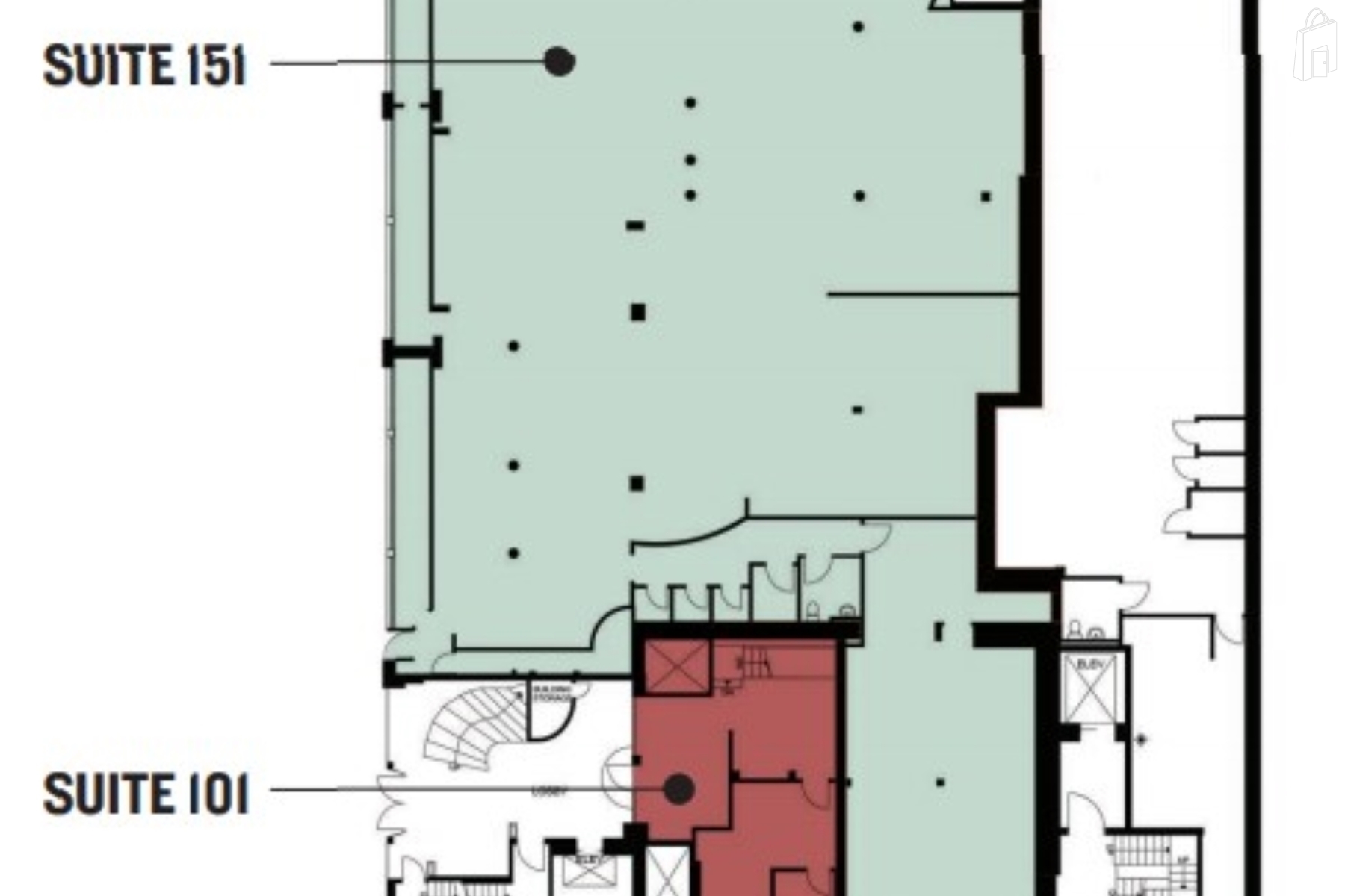 Prime corner unit for pop-up retail, market, or media installation.