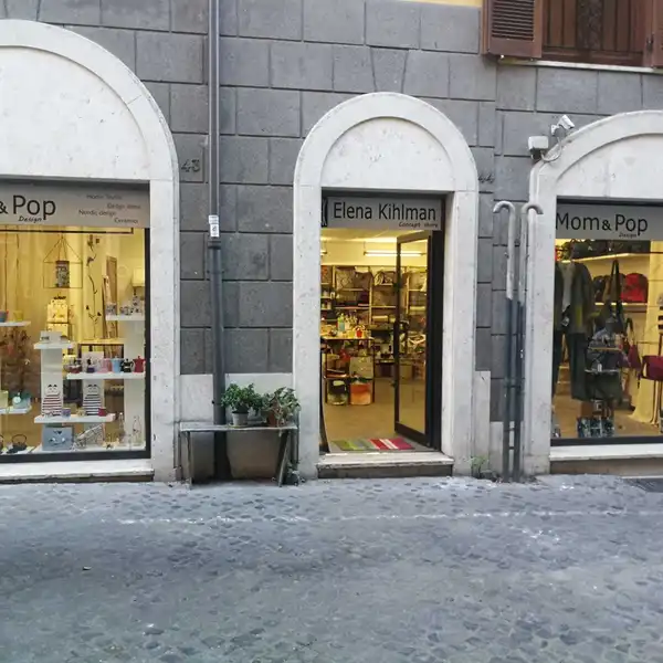 Display cabinet in shop in Monti district, Rome