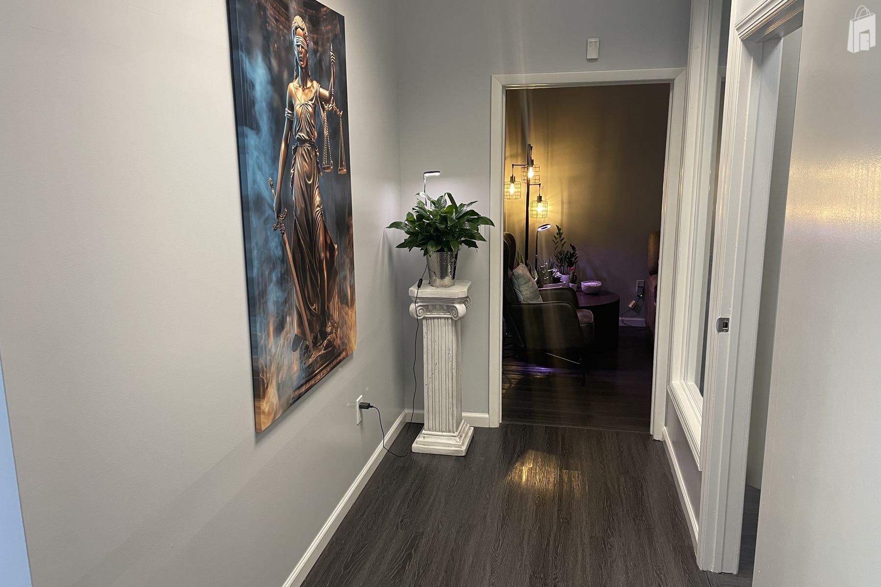 Modern Hallway with Art & Plant Decor - Ideal for Film Shoots, Photos and Client Walk - Throughs in Astoria, NY