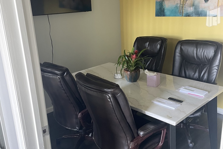 Modern Conference Room with Marble Table & TV - Astoria, Queens