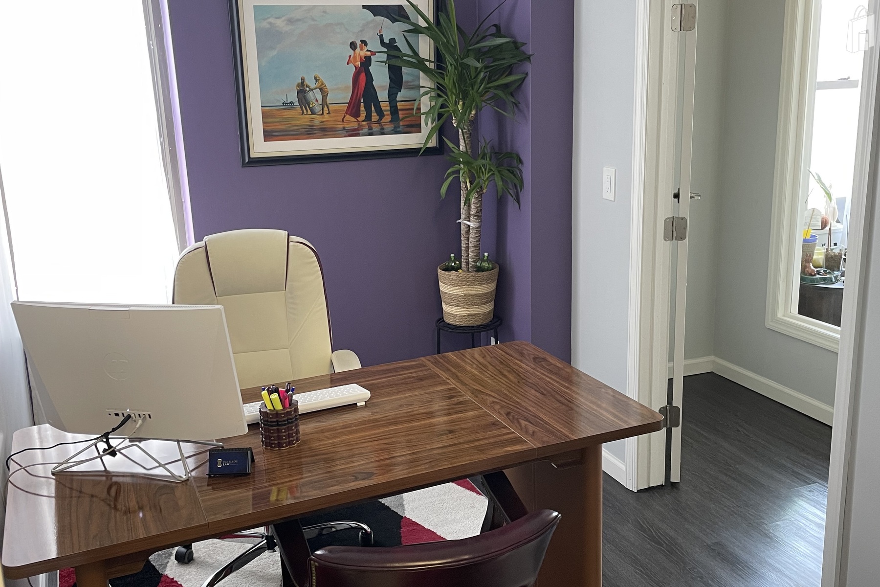 Sunlit Executive Office with Purple Accent Wall - Astoria, NY