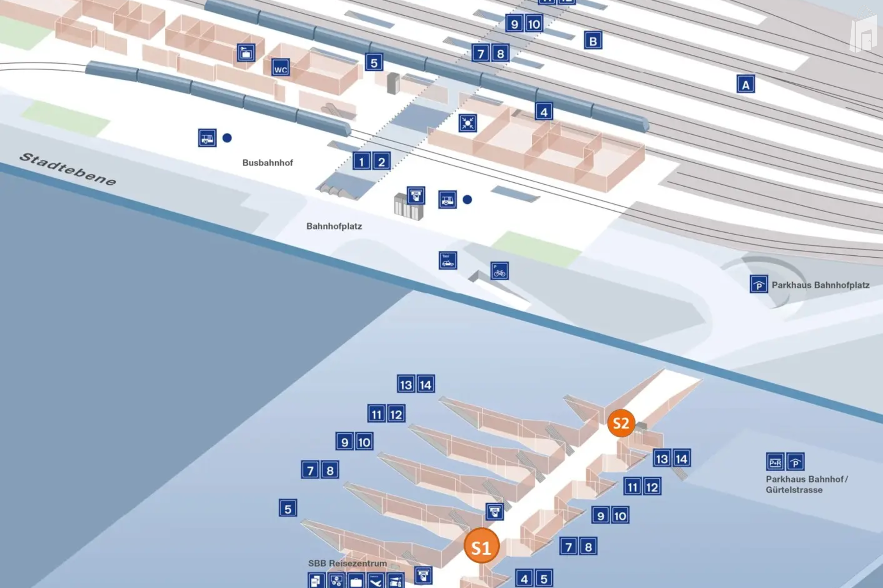 Verteilpunkte im Bahnhof Chur