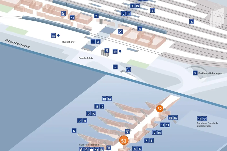 Verteilpunkte im Bahnhof Chur