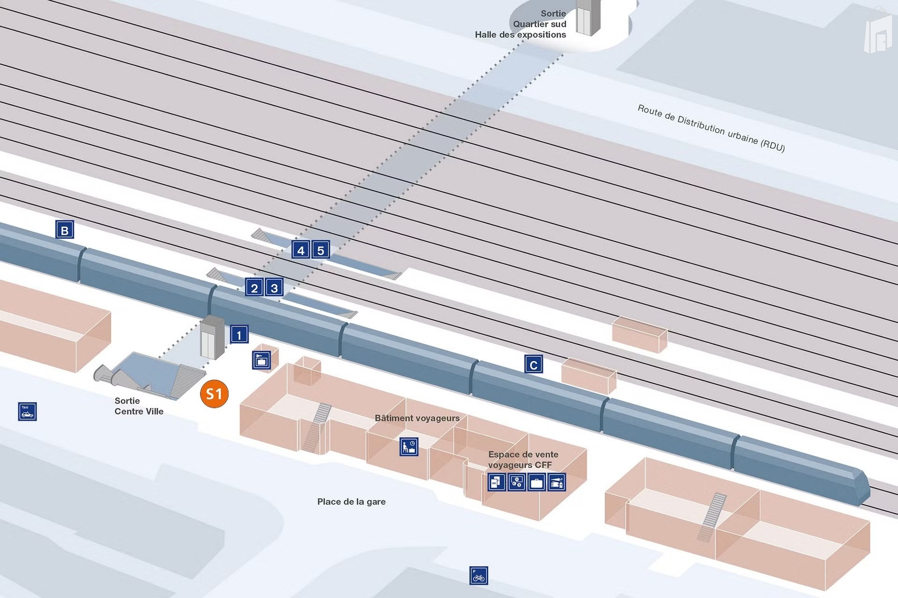 Verteilpunkte im Bahnhof Delémont