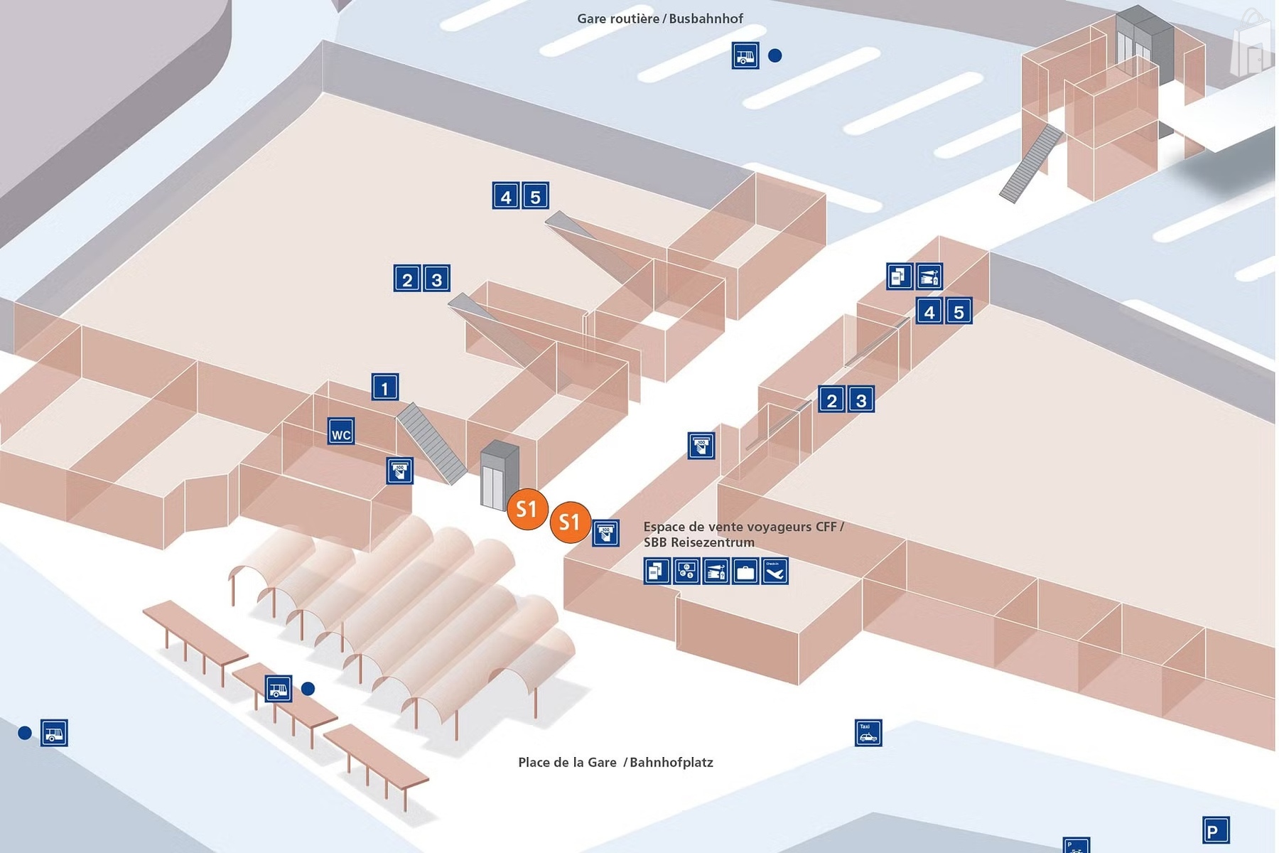 Verteilpunkte im Bahnhof Fribourg