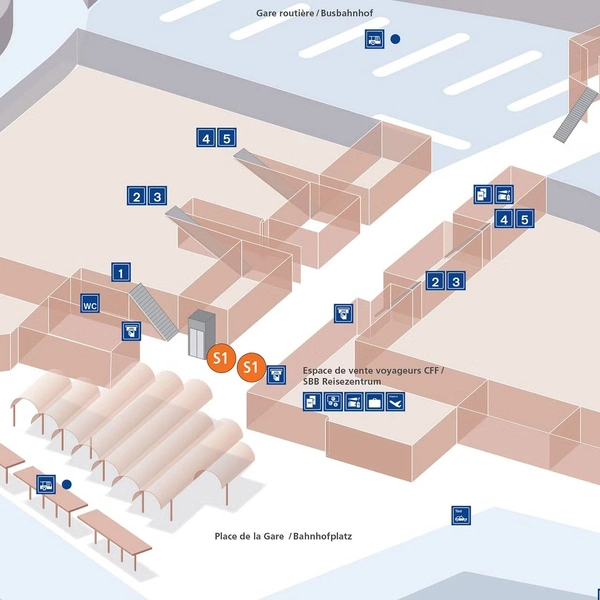 Verteilpunkte im Bahnhof Fribourg