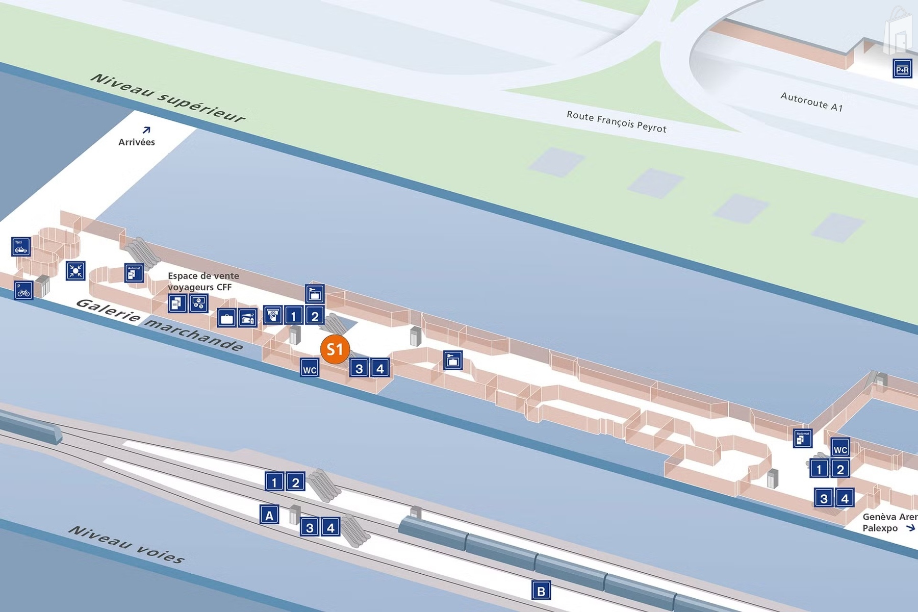 Verteilpunkte im Bahnhof Genève Aéroport