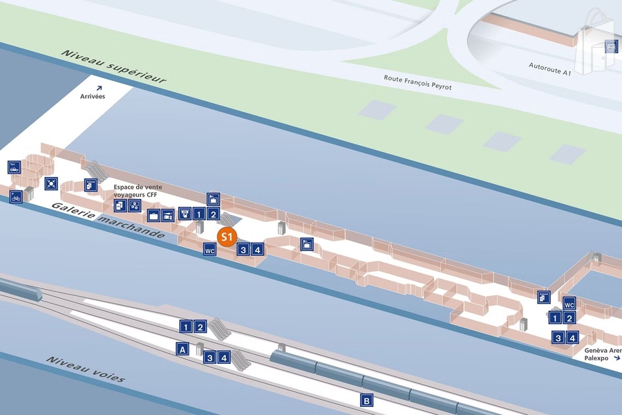 Verteilpunkte im Bahnhof Genève Aéroport