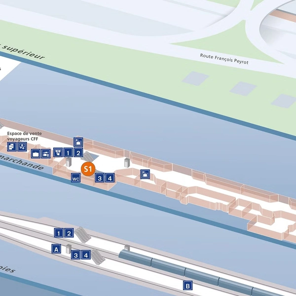 Verteilpunkte im Bahnhof Genève Aéroport