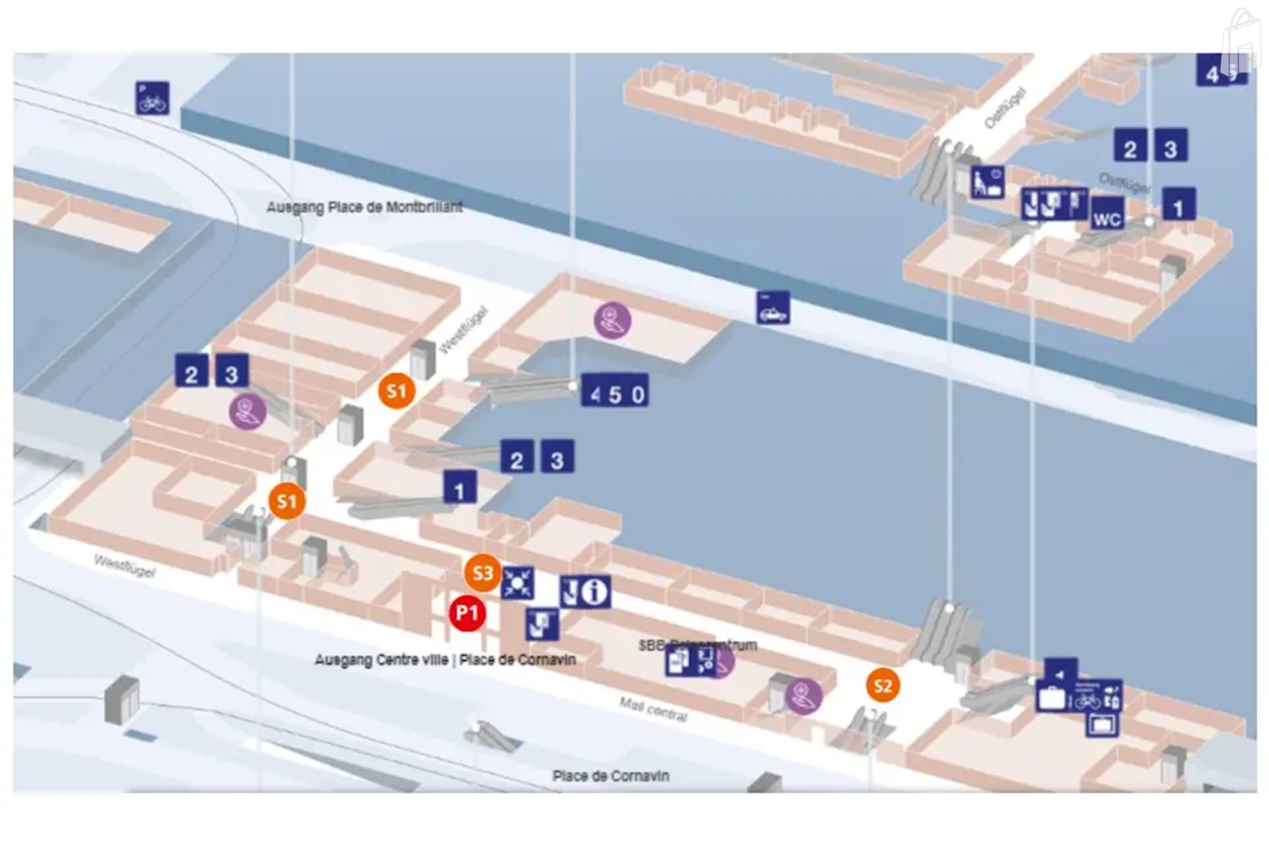 Verteilpunkte im Bahnhof Genève Cornavin