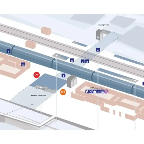 Verteilpunkte im Bahnhof Lugano