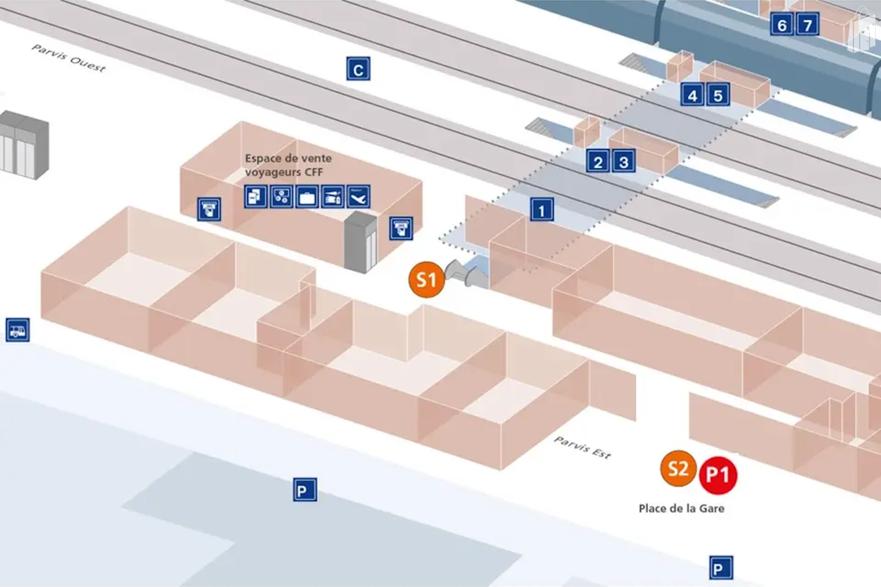 Verteilpunkte im Bahnhof Neuchâtel