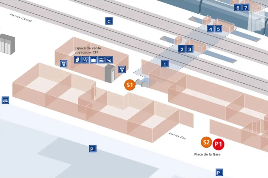 Verteilpunkte im Bahnhof Neuchâtel