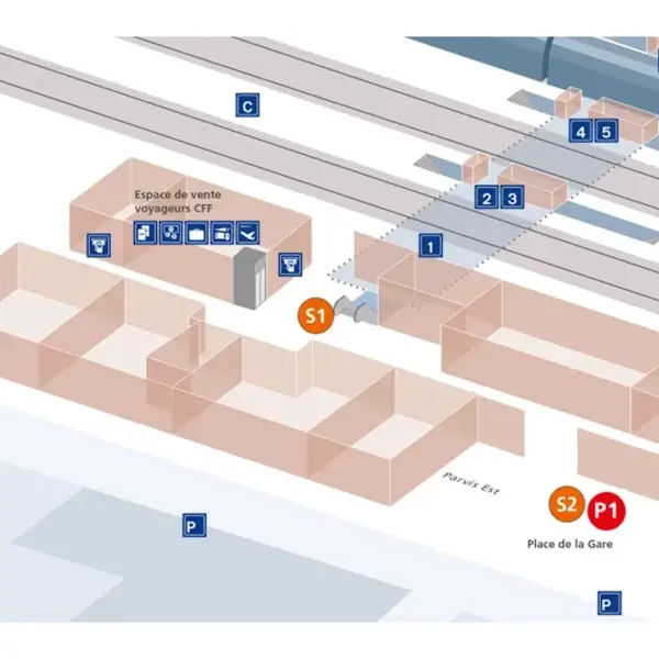 Verteilpunkte im Bahnhof Neuchâtel