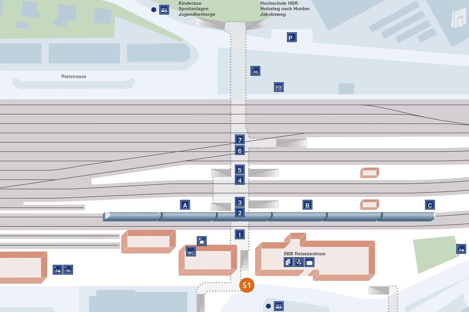 Verteilpunkte im Bahnhof Rapperswil