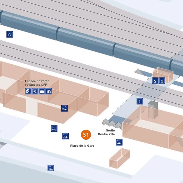 Verteilpunkte im Bahnhof Sion