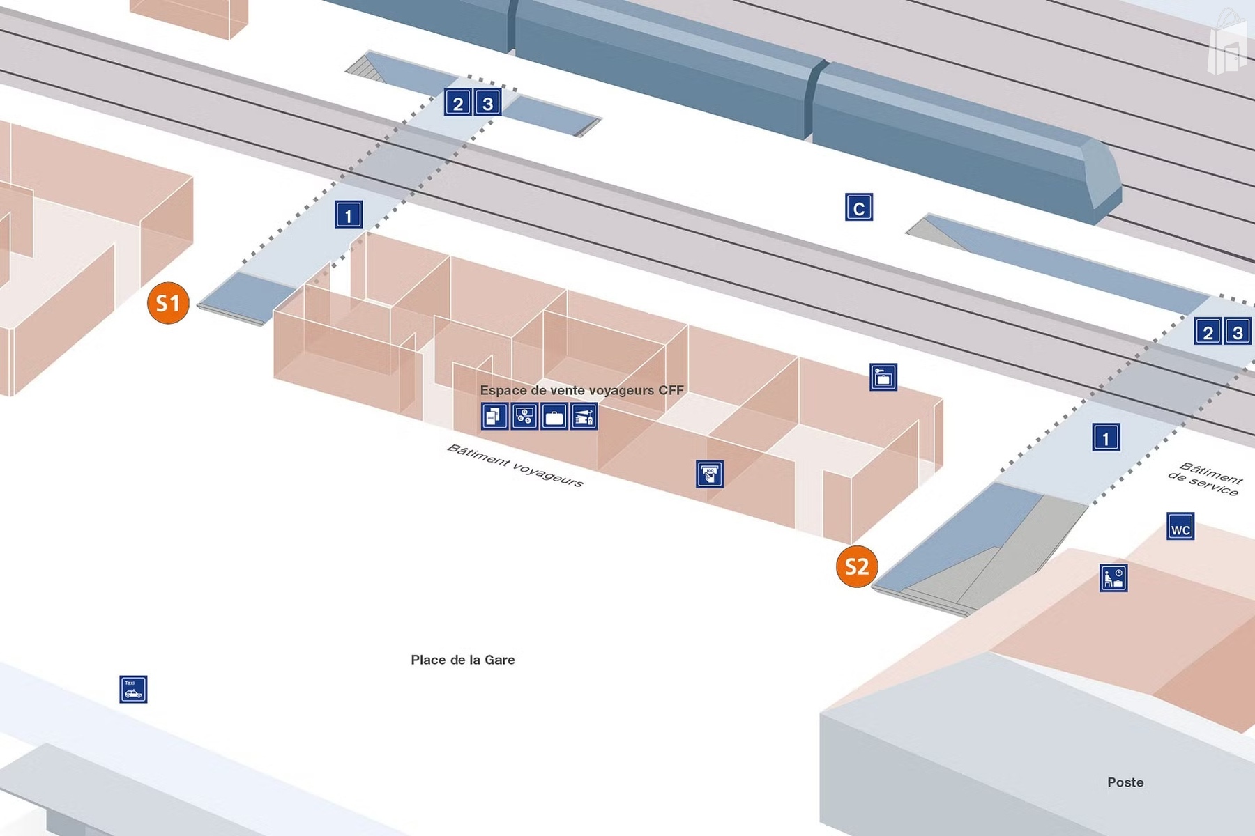 Verteilpunkte im Bahnhof Yverdon-les-Bains