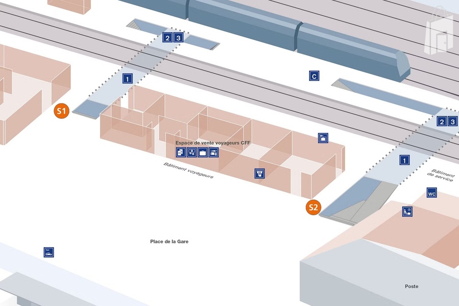 Verteilpunkte im Bahnhof Yverdon-les-Bains