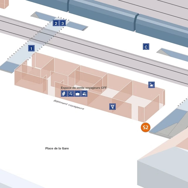 Verteilpunkte im Bahnhof Yverdon-les-Bains