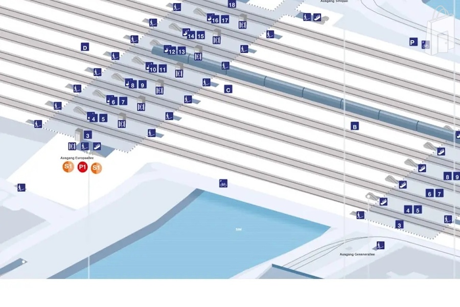Verteilpunkte im Bahnhof Zürich Europaplatz