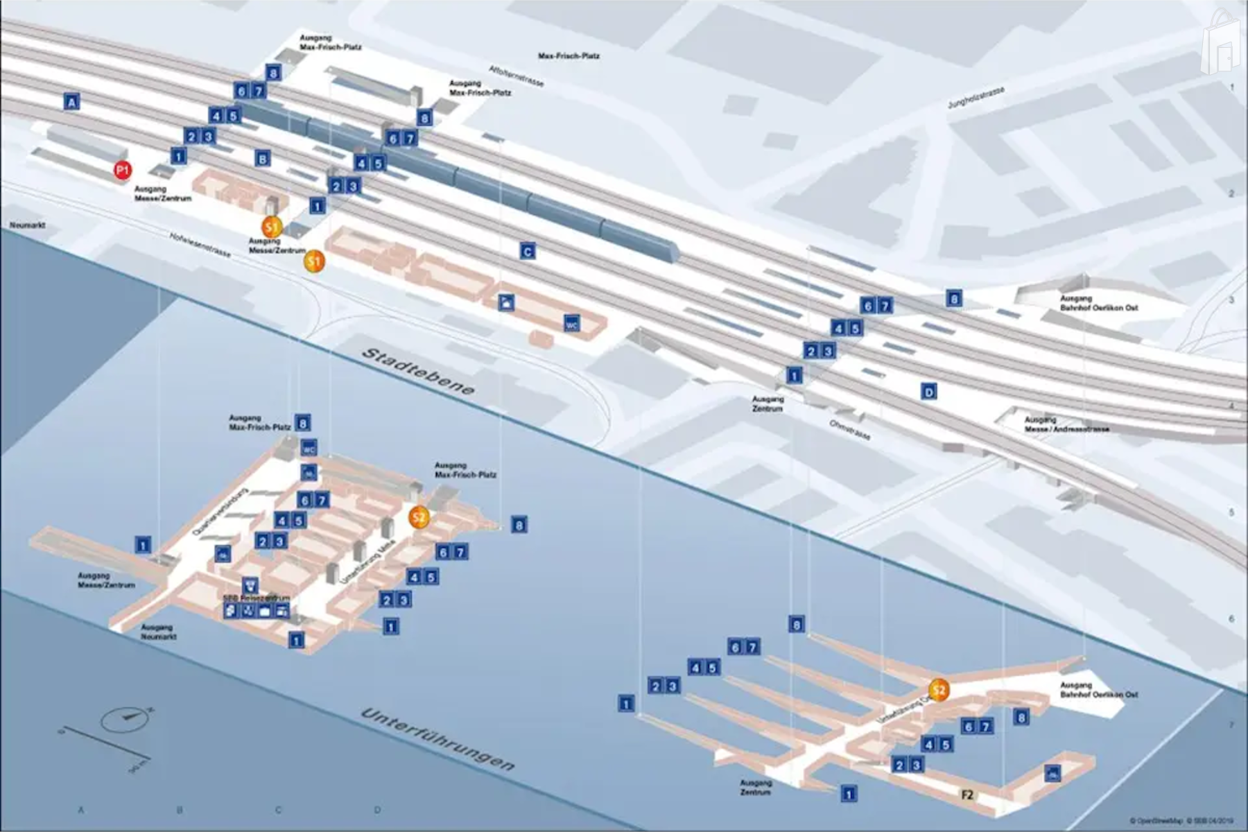 Verteilpunkte im Bahnhof Zürich Oerlikon