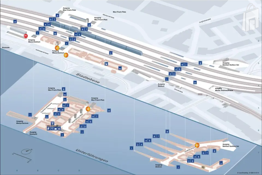Verteilpunkte im Bahnhof Zürich Oerlikon