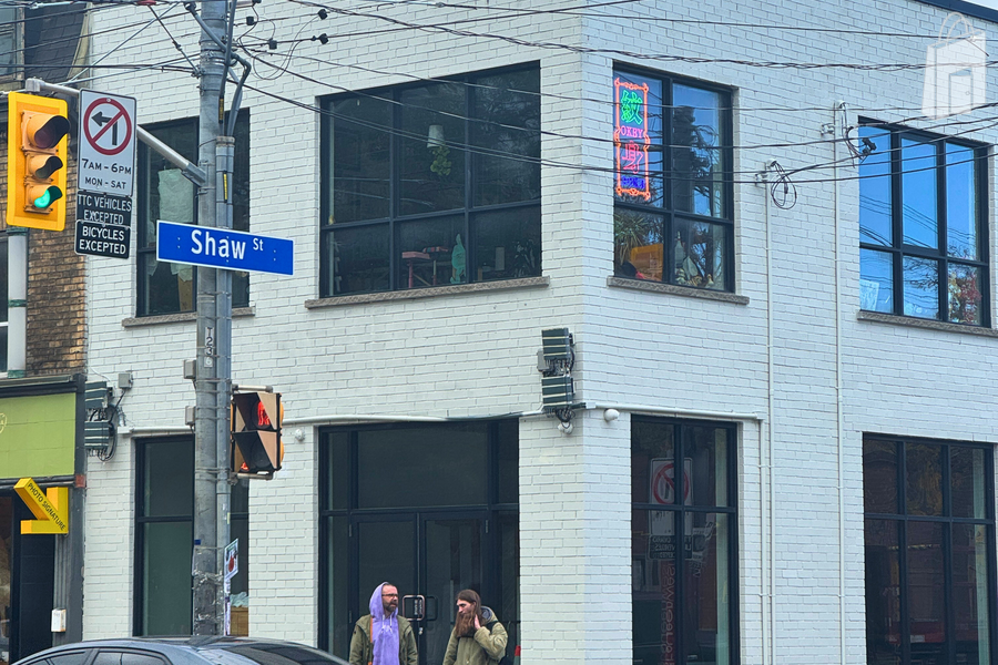 Corner Storefront Exterior – Queen & Shaw